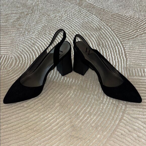 Worthington Black Suede Slingback Heels - Picture 2 of 9